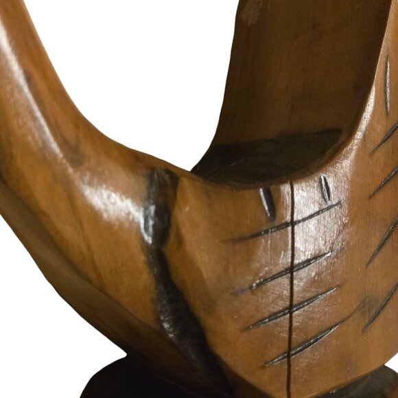 Hand Carved Wooden Crane Bird Sculpture 15 Inch AS IS Folk Art - Picture 11 of 16